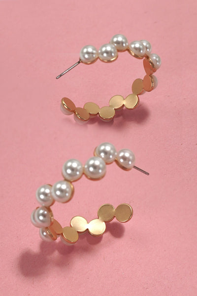 PEARL ZIG ZAG HOOP EARRINGS | 80E5421