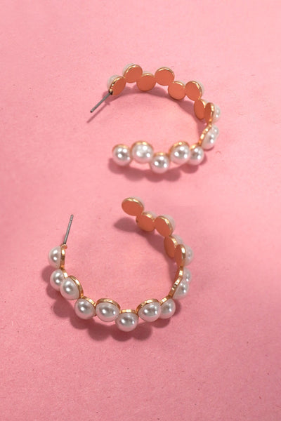 PEARL ZIG ZAG HOOP EARRINGS | 80E5421