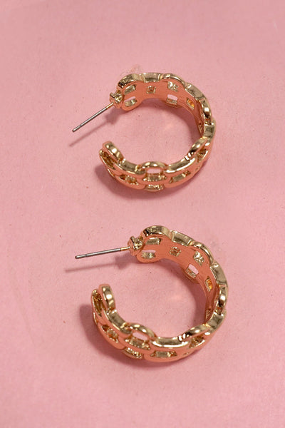 DOUBLE CHAIN LINK HOOP EARRINGS | 31E40008