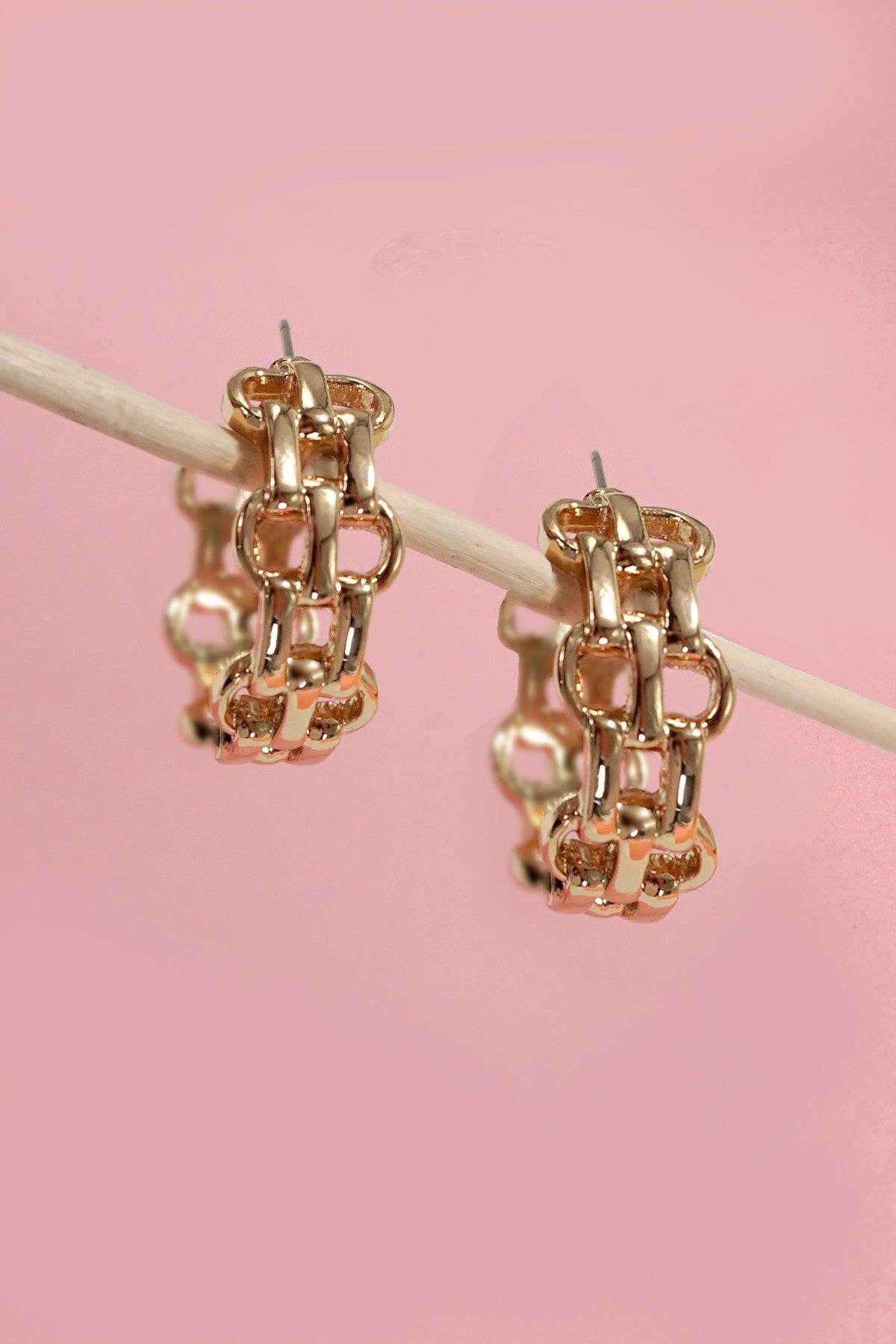 DOUBLE CHAIN LINK HOOP EARRINGS | 31E40008