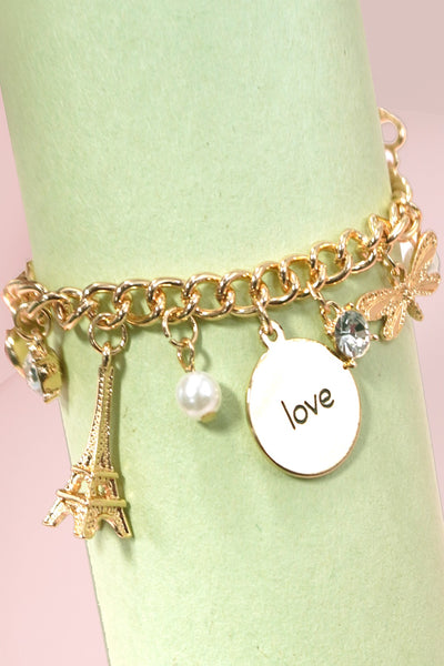 MULTI CHARM PARIS LOVE HEART BRACELETS | 80B246