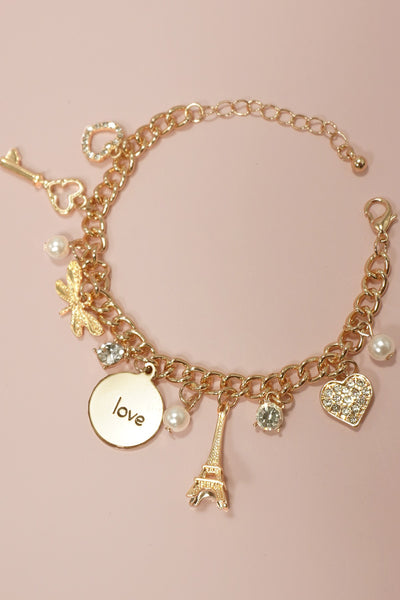 MULTI CHARM PARIS LOVE HEART BRACELETS | 80B246