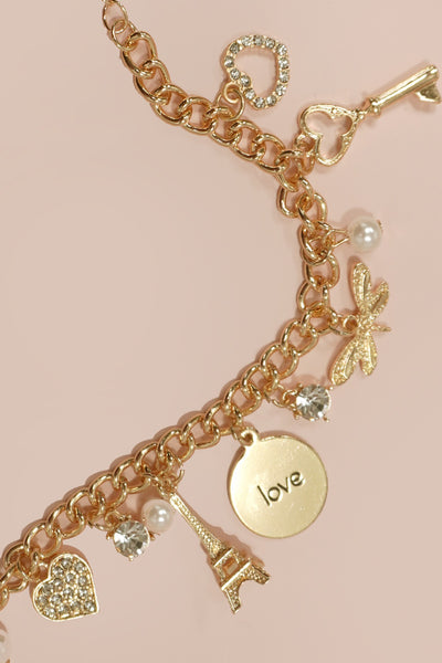 MULTI CHARM PARIS LOVE HEART BRACELETS | 80B246