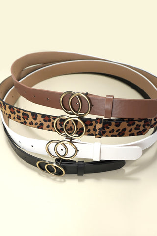 DOUBLE O BUCKLE FAUX LEATHER BELT | 40BT641