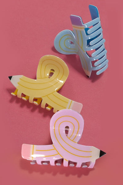 BACK TO SCHOOL TEACHER PENCIL HAIR CLAW CLIPS | 40H858