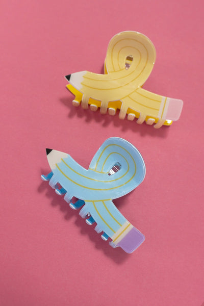 BACK TO SCHOOL TEACHER PENCIL HAIR CLAW CLIPS | 40H858