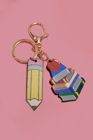 TRENDING SCHOOL BOOK PENCIL BAG CHARM KEYCHAIN | 40KC110