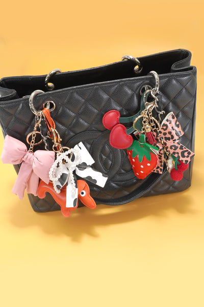 VEGAN LEATHER BOW BAG CHARM KEYCHAIN | 40KC117