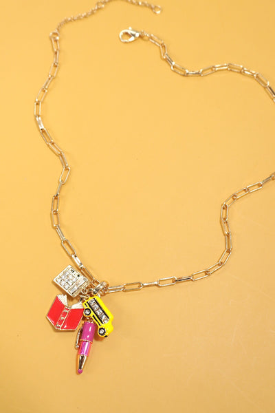 BACK TO SCHOOL TEACHER PENCIL BOOK CHARM NECKLACE | 40NK356