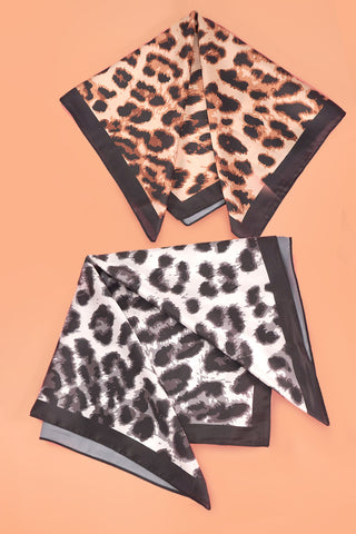 ANIMAL LEOPARD PRINT SILKY FEEL BANDANA SCARF | 40SC632