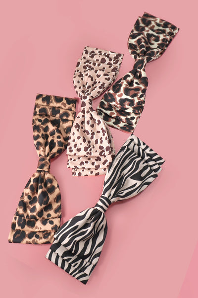 LEOPARD ZEBRA ANIMAL DESIGN BOW HAIR CLIPS | 40H861