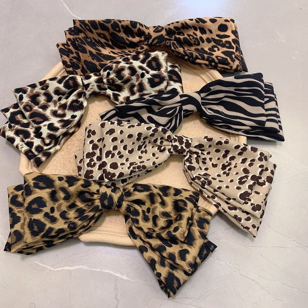 LEOPARD ZEBRA ANIMAL DESIGN BOW HAIR CLIPS | 40H861