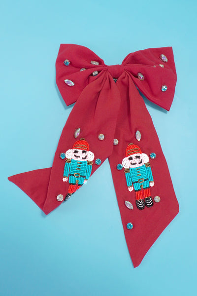 NUTCRACKER SEED BEAD HAIR BOW CLIP | 91HC4529