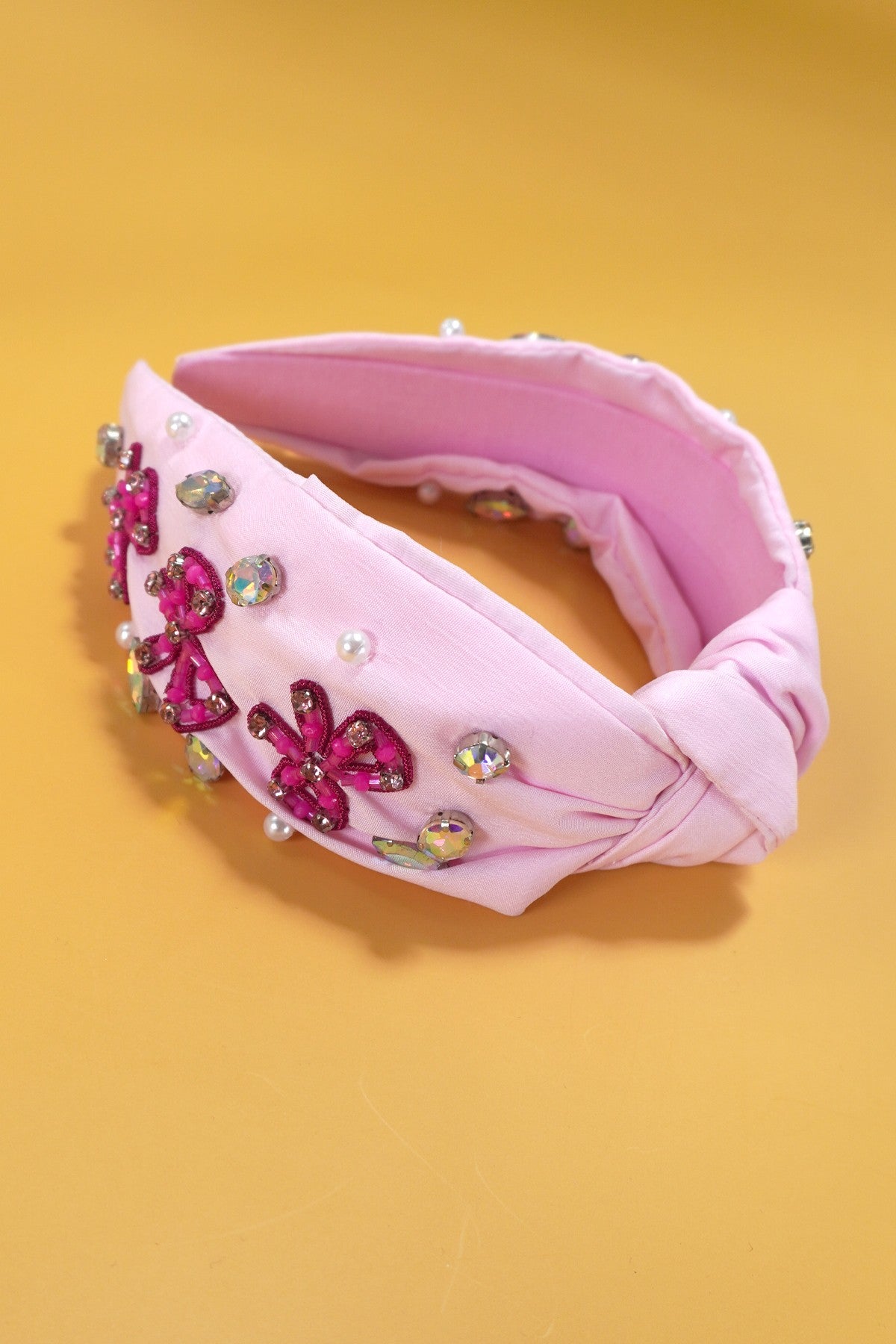 PINK BOW SEED BEAD HEADBAND | 91HB5454