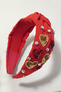 VALENTINE SEQUIN HEART SEED BEAD HEADBAND | 91HB5700