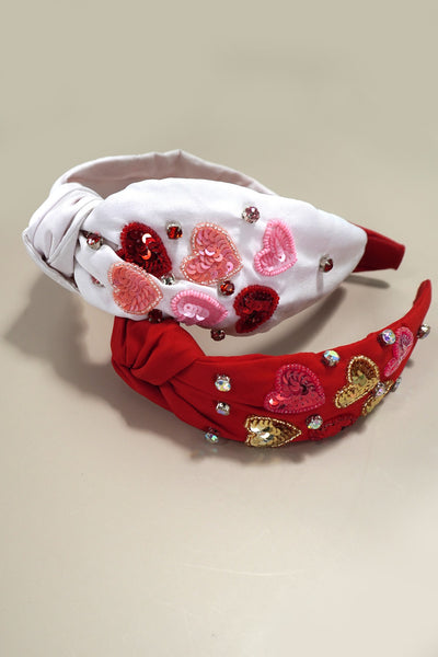 VALENTINE SEQUIN HEART SEED BEAD HEADBAND | 91HB5700