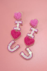 VALENTINE I LOVE YOU SEED BEAD EARRINGS | 91E5203