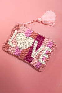 VALENTINE'S DAY LOVE SEED BEAD RAINBOW COIN PURSE | 91CP894