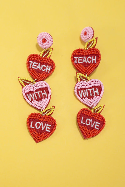 SCHOOL TEACHER TEACH WITH LOVE EARRINGS | 91E5177