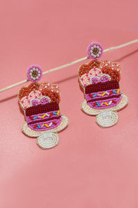 COLORFUL HEART CAKE SEED BEAD EARRING | 91E5197