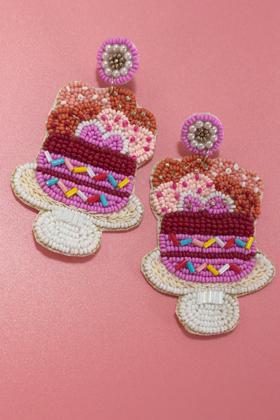 COLORFUL HEART CAKE SEED BEAD EARRING | 91E5197