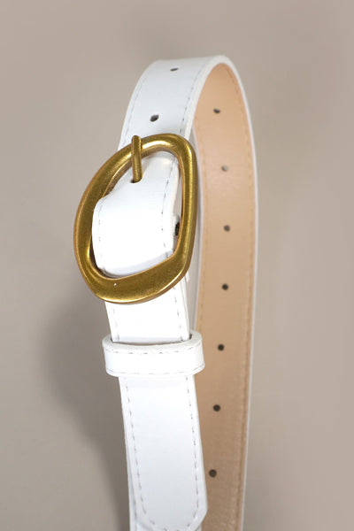 CONTOUR OVAL SHAPED FAUX LEATHER BUCKLE BELT | 40BT643