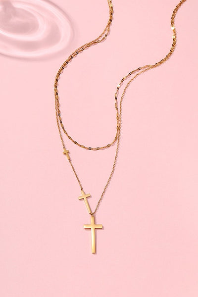 18K STAINLESS STEEL TARNISH FREE CROSS NECKLACE | 40NK361