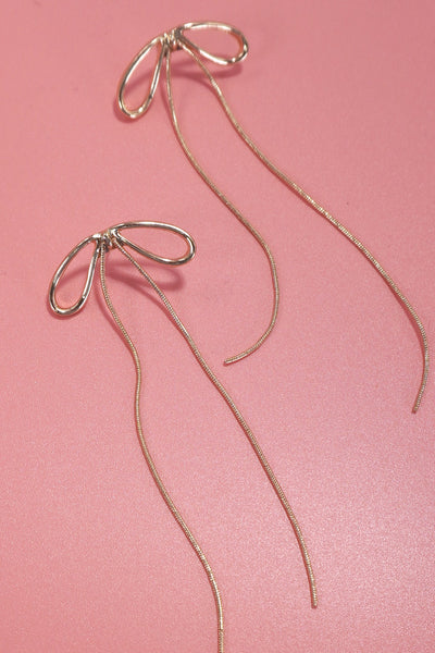 LONG DROP SNAKE CHAIN BOW EARRINGS | 80E5640