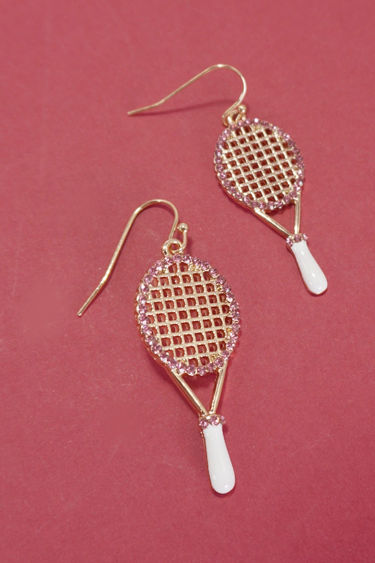 TENNIS RACKET RHINESTONE DROP EARRINGS | 31E40395