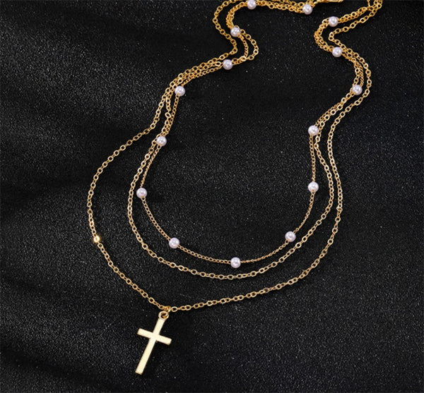 18K STAINLESS STEEL TARNISH FREE CROSS NECKLACE | 40NK370