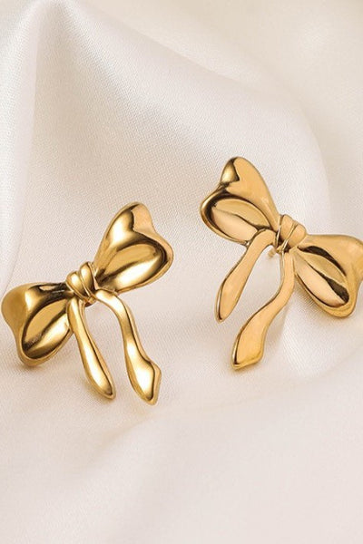 18K STAINLESS STEEL TARNISH FREE BOW STUD EARRINGS | 40E329