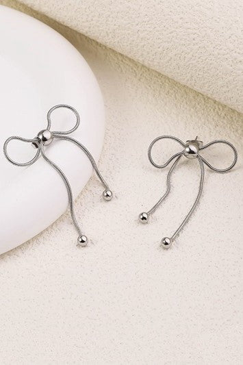 18K STAINLESS STEEL TARNISH FREE BOW EARRINGS | 40E330