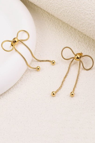 18K STAINLESS STEEL TARNISH FREE BOW EARRINGS | 40E330