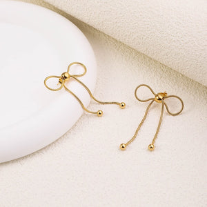 18K STAINLESS STEEL TARNISH FREE BOW EARRINGS | 40E330