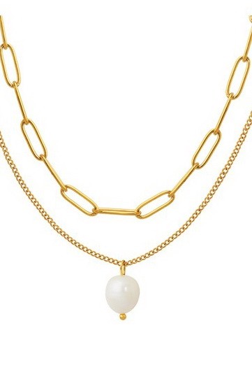 18K STAINLESS STEEL TARNISH FREE PEARL NECKLACE | 40NK379