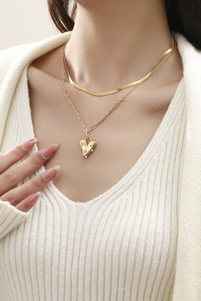 18K STAINLESS STEEL TARNISH FREE HEART NECKLACE | 40NK380