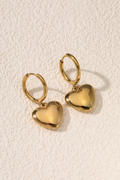 18K STAINLESS STEEL TARNISH FREE HEART EARRINGS | 40E332