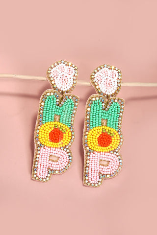 EASTER HOP HOP  SEED BEADED DROP EARRINGS | 91E5385