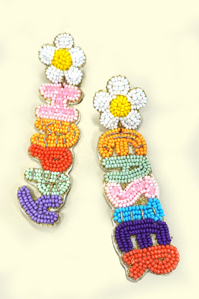 EASTER HAPPY FLOWER SEED BEADED DROP EARRINGS | 91E5399