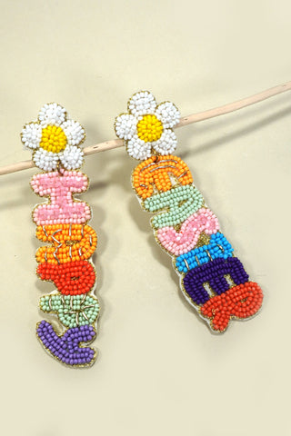 EASTER HAPPY FLOWER SEED BEADED DROP EARRINGS | 91E5399