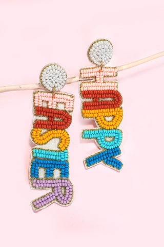 EASTER HAPPY EASTER SEED BEADED DROP EARRINGS | 91E5524