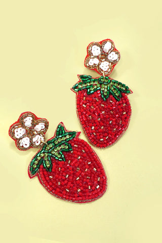 STRAWBERRY SEED BEADED DROP EARRINGS | 91E5590