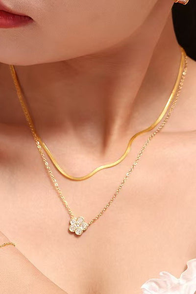 18K STAINLESS STEEL TARNISH FREE CLOVER NECKLACE | 40NK9384