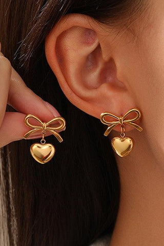 18K STAINLESS STEEL TARNISH FREE HEART EARRINGS | 40E339