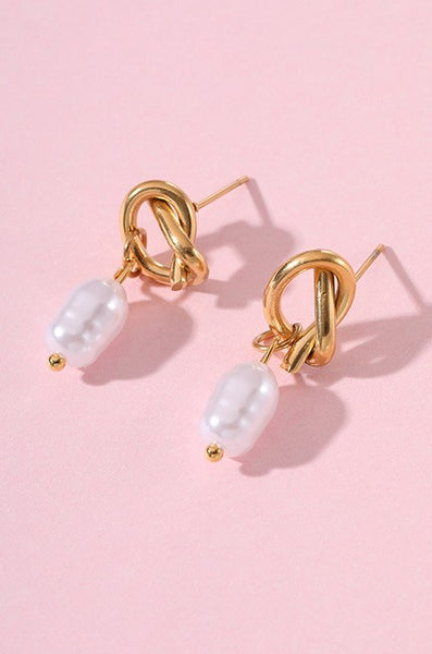 18K STAINLESS STEEL TARNISH FREE PEARL DROP EAR | 40E340