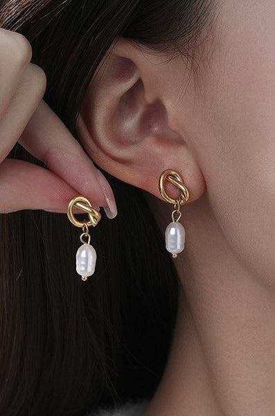 18K STAINLESS STEEL TARNISH FREE PEARL DROP EAR | 40E340