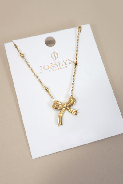 18K STAINLESS STEEL TARNISH FREE BOW NECKLACE | 40NK9387