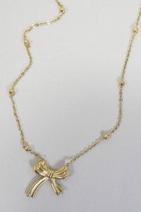 18K STAINLESS STEEL TARNISH FREE BOW NECKLACE | 40NK9387