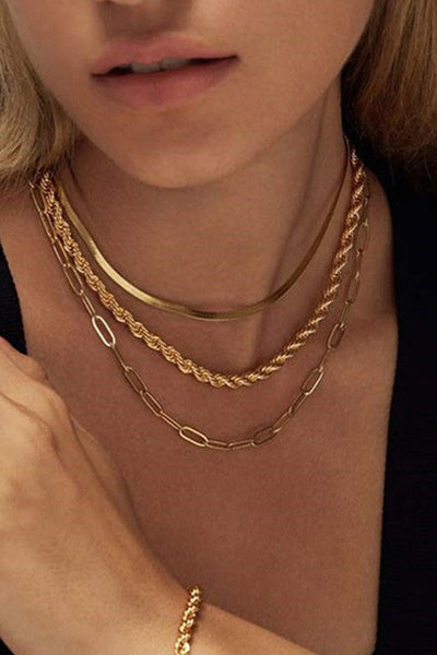 18K STAINLESS STEEL TARNISH FREE LAYERED NECKLACE | 40NK9390