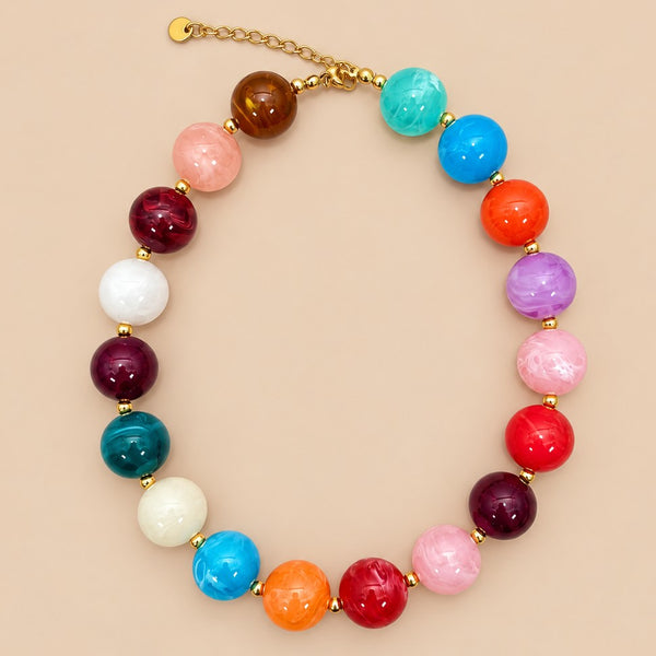 Chunky Marbled Resin Ball Collar Necklace | 40NK9803